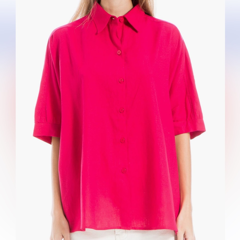 Max Studio Fuchsia Button-Up Blouse